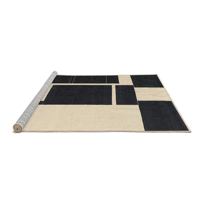 Serging Thickness of Machine Washable Contemporary Charcoal Black Rug, wshcon2776