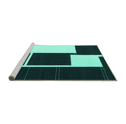 Sideview of Machine Washable Abstract Turquoise Contemporary Area Rugs, wshcon2776turq