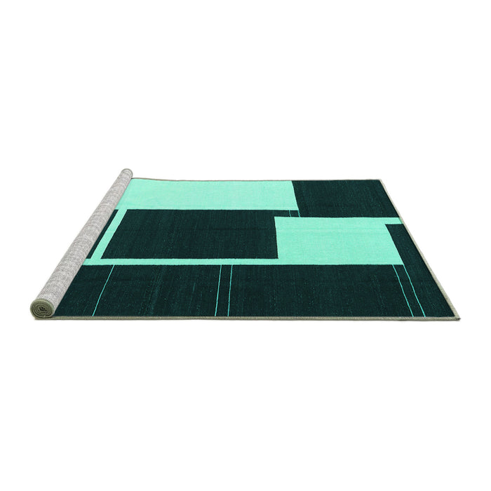 Sideview of Machine Washable Abstract Turquoise Contemporary Area Rugs, wshcon2776turq