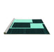 Sideview of Machine Washable Abstract Turquoise Contemporary Area Rugs, wshcon2776turq