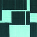 Square Machine Washable Abstract Turquoise Contemporary Area Rugs, wshcon2776turq