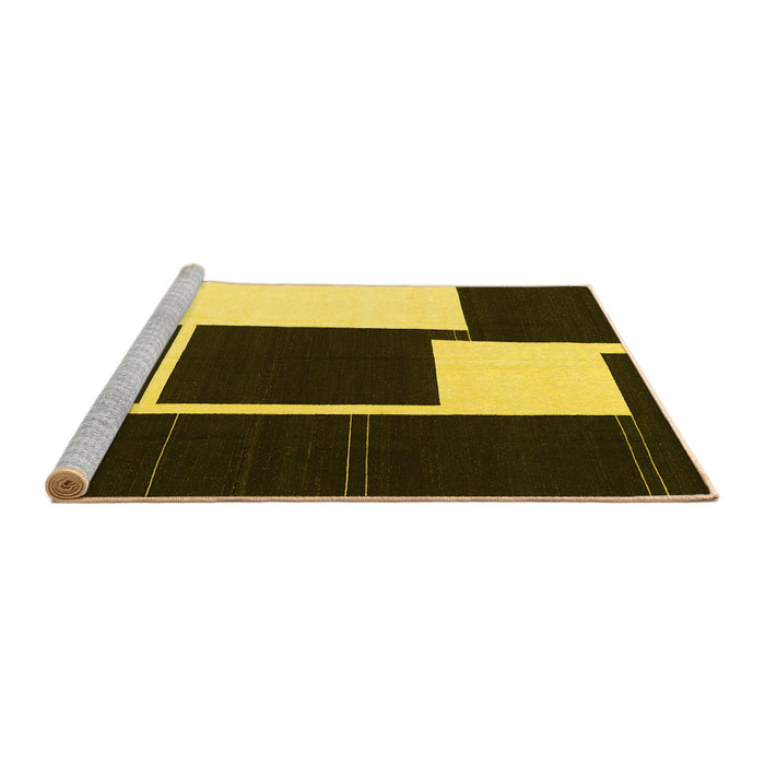 Sideview of Machine Washable Abstract Yellow Contemporary Rug, wshcon2776yw