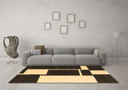 Machine Washable Abstract Brown Contemporary Rug in a Living Room,, wshcon2776brn