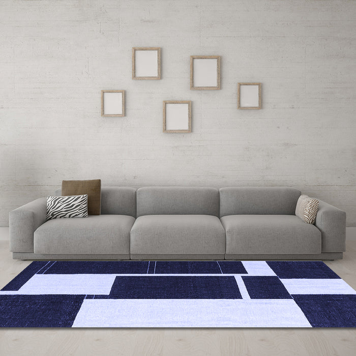 Machine Washable Abstract Blue Contemporary Rug in a Living Room, wshcon2776blu