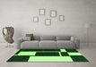 Machine Washable Abstract Green Contemporary Area Rugs in a Living Room,, wshcon2776grn