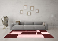 Machine Washable Abstract Red Contemporary Rug, wshcon2776red