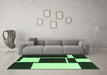 Machine Washable Abstract Emerald Green Contemporary Area Rugs in a Living Room,, wshcon2776emgrn