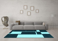 Machine Washable Abstract Light Blue Contemporary Rug, wshcon2776lblu