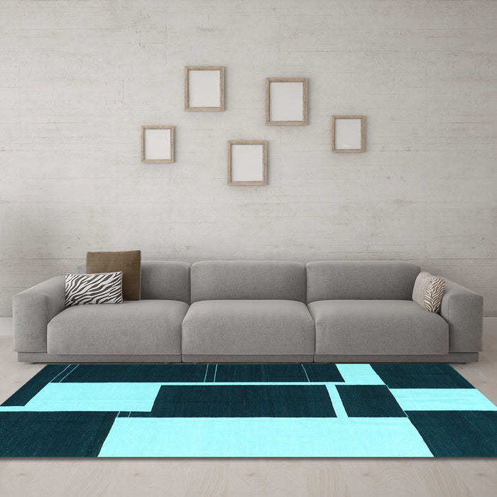 Machine Washable Abstract Light Blue Contemporary Rug in a Living Room, wshcon2776lblu
