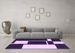 Machine Washable Abstract Purple Contemporary Area Rugs in a Living Room, wshcon2776pur