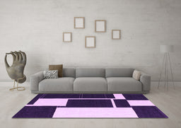 Machine Washable Abstract Purple Contemporary Area Rugs in a Living Room, wshcon2776pur