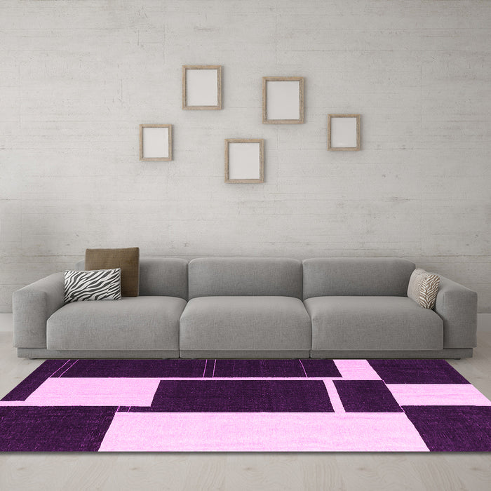 Machine Washable Abstract Pink Contemporary Rug in a Living Room, wshcon2776pnk