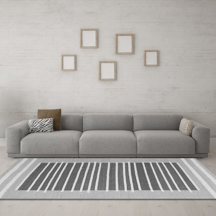 Machine Washable Abstract Gray Contemporary Rug in a Living Room,, wshcon2777gry