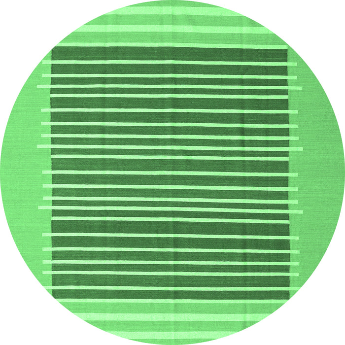 Round Abstract Emerald Green Contemporary Rug, con2777emgrn