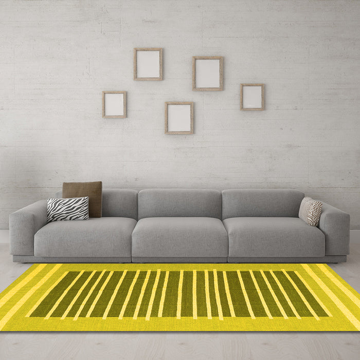 Machine Washable Abstract Yellow Contemporary Rug in a Living Room, wshcon2777yw