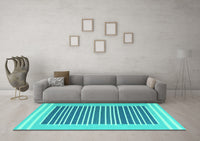 Machine Washable Abstract Turquoise Contemporary Rug, wshcon2777turq