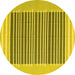 Round Machine Washable Abstract Yellow Contemporary Rug, wshcon2777yw