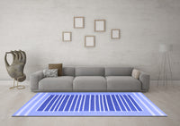 Machine Washable Abstract Blue Contemporary Rug, wshcon2777blu