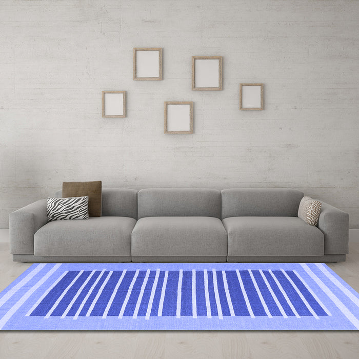 Machine Washable Abstract Blue Contemporary Rug in a Living Room, wshcon2777blu
