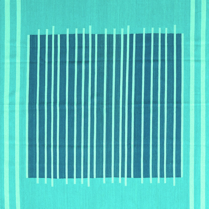 Square Machine Washable Abstract Turquoise Contemporary Area Rugs, wshcon2777turq