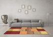 Machine Washable Abstract Brown Contemporary Rug in a Living Room,, wshcon2778brn