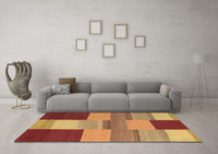 Machine Washable Abstract Brown Contemporary Rug, wshcon2778brn