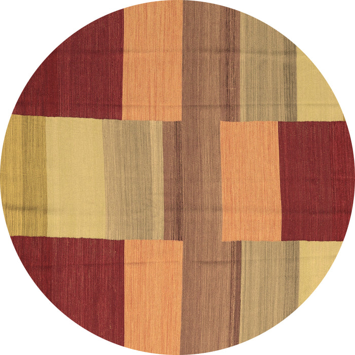 Round Abstract Brown Contemporary Rug, con2778brn