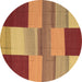 Round Abstract Brown Contemporary Rug, con2778brn