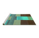 Sideview of Machine Washable Abstract Turquoise Contemporary Area Rugs, wshcon2778turq