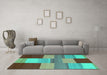 Machine Washable Abstract Turquoise Contemporary Area Rugs in a Living Room,, wshcon2778turq