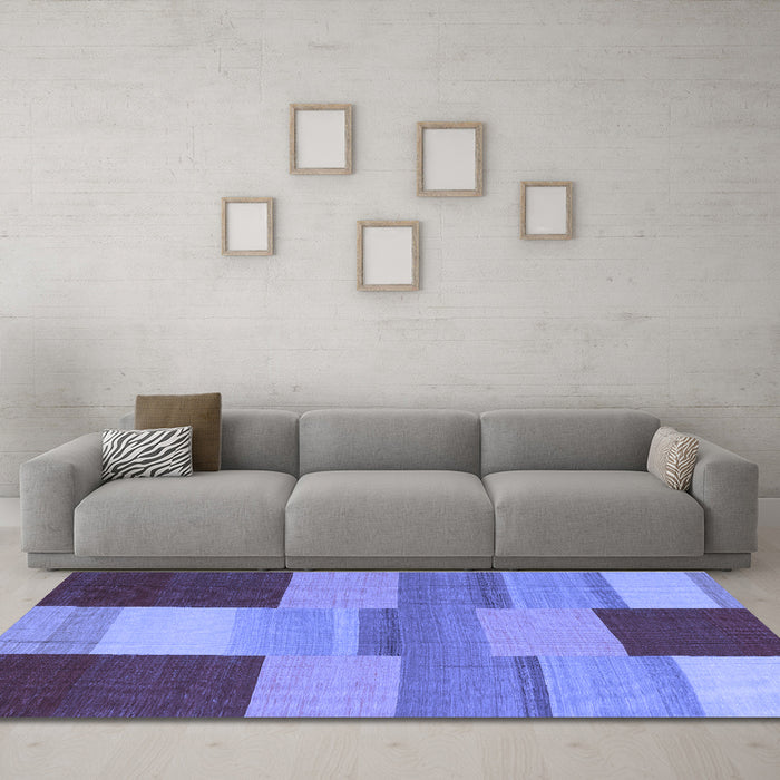 Machine Washable Abstract Blue Contemporary Rug in a Living Room, wshcon2778blu