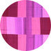 Round Abstract Pink Contemporary Rug, con2778pnk