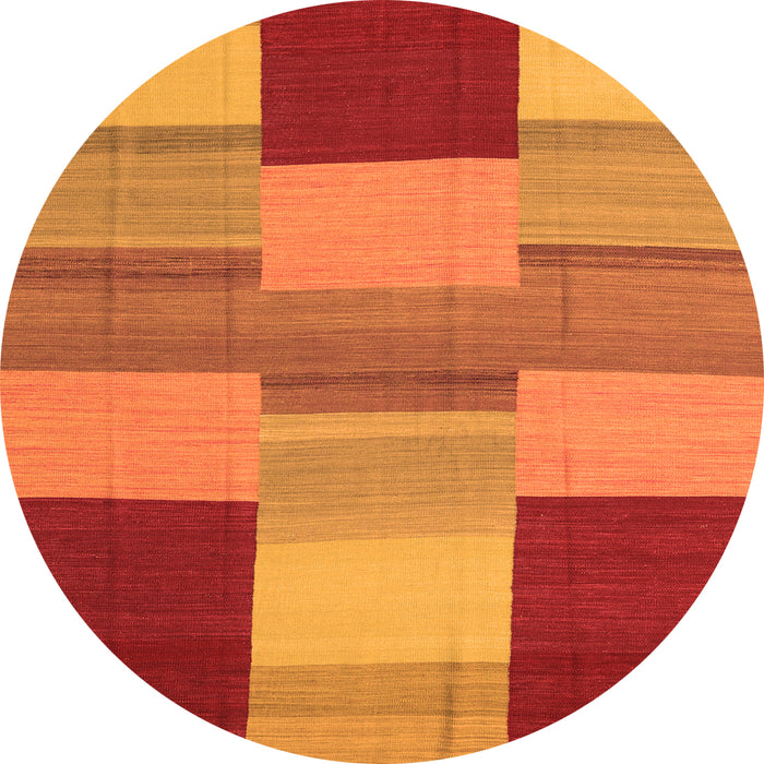 Square Abstract Orange Contemporary Rug, con2778org