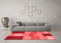 Machine Washable Abstract Red Contemporary Rug, wshcon2778red