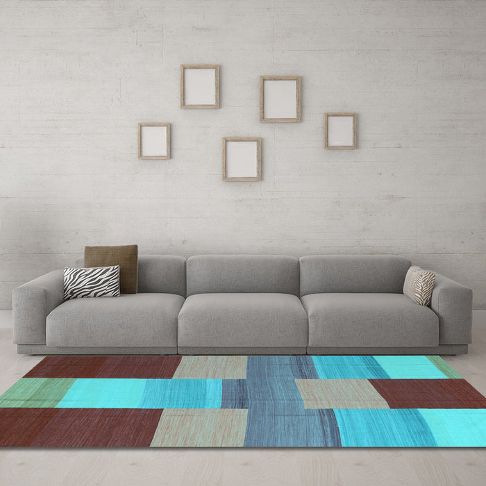 Machine Washable Abstract Light Blue Contemporary Rug in a Living Room, wshcon2778lblu