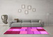 Machine Washable Abstract Pink Contemporary Rug in a Living Room, wshcon2778pnk