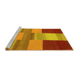 Sideview of Machine Washable Abstract Yellow Contemporary Rug, wshcon2778yw