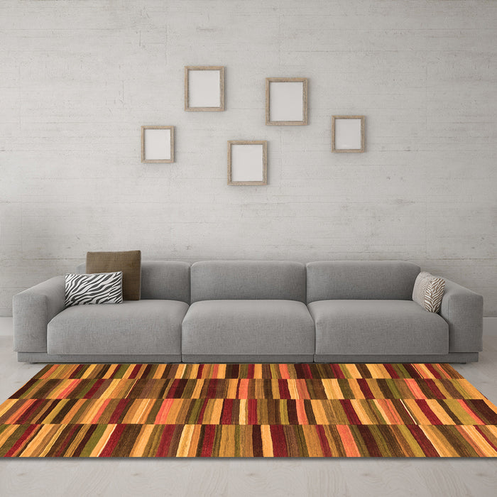 Machine Washable Southwestern Orange Country Area Rugs in a Living Room, wshcon2779org