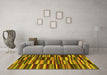 Machine Washable Southwestern Yellow Country Rug in a Living Room, wshcon2779yw