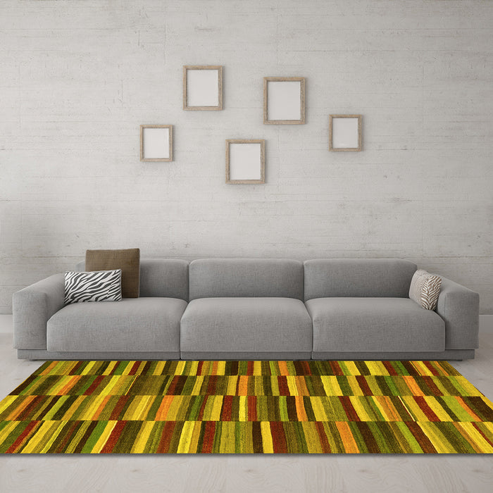 Machine Washable Southwestern Yellow Country Rug in a Living Room, wshcon2779yw