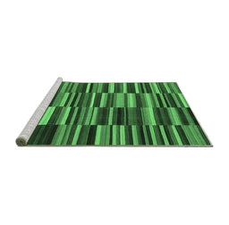 Sideview of Machine Washable Southwestern Emerald Green Country Area Rugs, wshcon2779emgrn