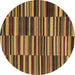 Round Machine Washable Southwestern Brown Country Rug, wshcon2779brn