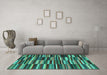 Machine Washable Southwestern Turquoise Country Area Rugs in a Living Room,, wshcon2779turq