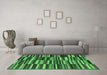 Machine Washable Southwestern Emerald Green Country Area Rugs in a Living Room,, wshcon2779emgrn