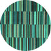 Round Southwestern Turquoise Country Rug, con2779turq