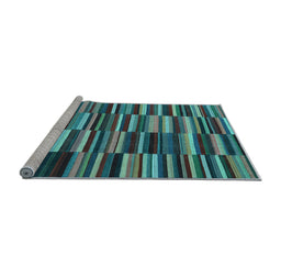 Sideview of Machine Washable Southwestern Light Blue Country Rug, wshcon2779lblu