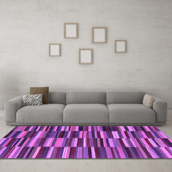 Machine Washable Southwestern Purple Country Area Rugs in a Living Room, wshcon2779pur