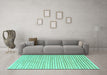 Machine Washable Solid Turquoise Modern Area Rugs in a Living Room,, wshcon277turq