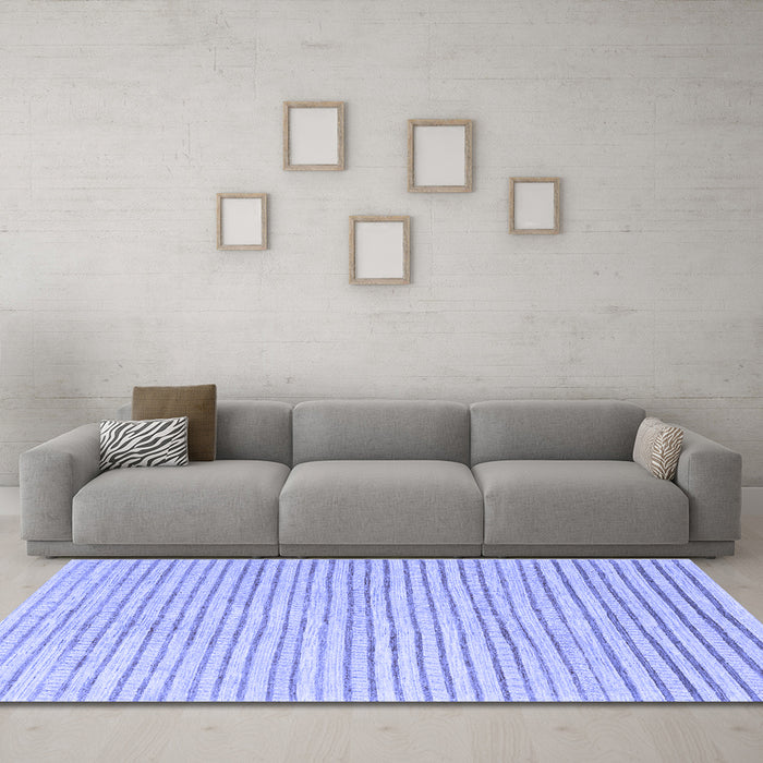 Machine Washable Solid Blue Modern Rug in a Living Room, wshcon277blu