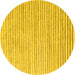 Round Machine Washable Solid Yellow Modern Rug, wshcon277yw